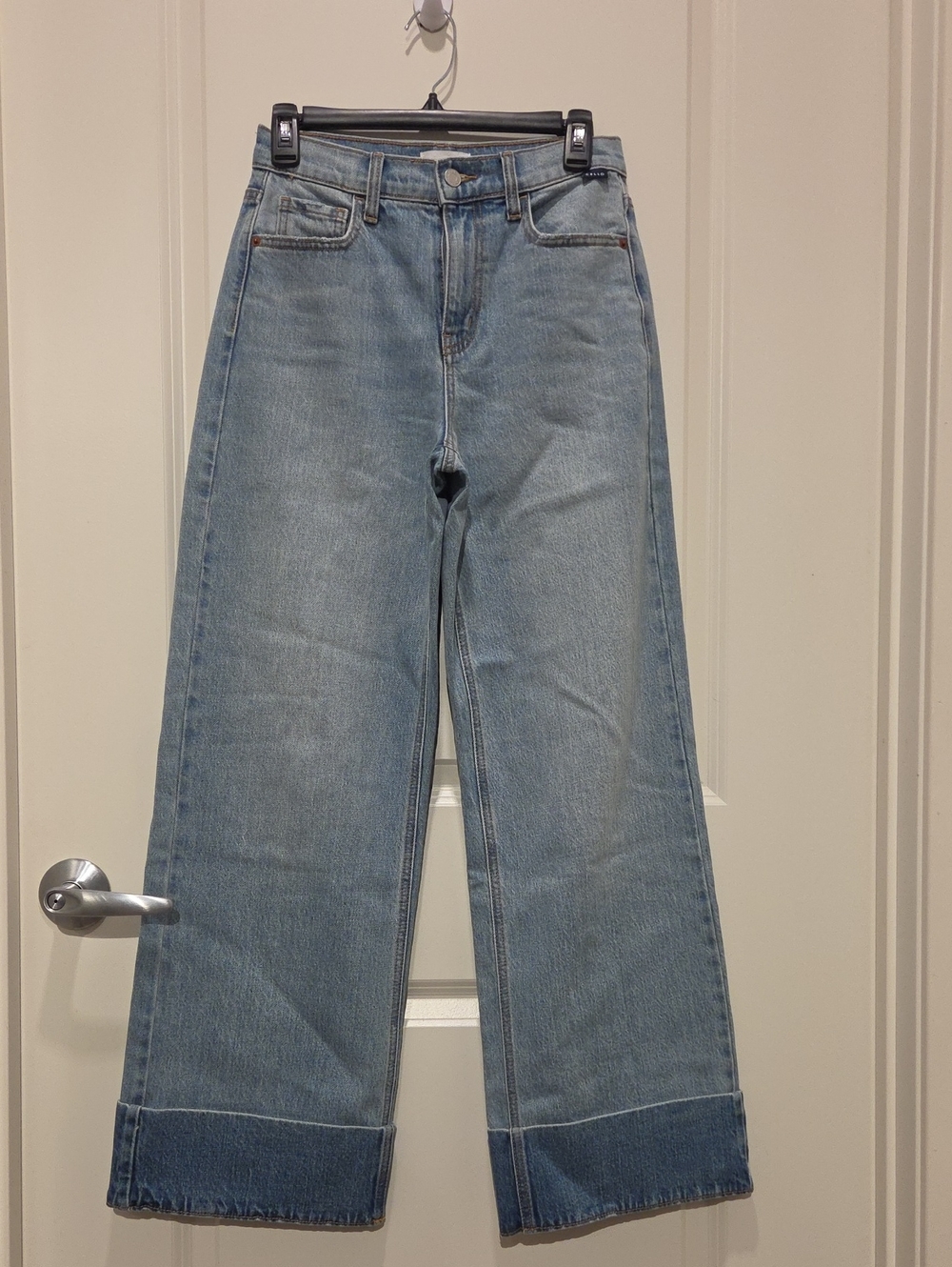 Cello Light Blue Wide-Leg Jeans with Cuffed Hem
